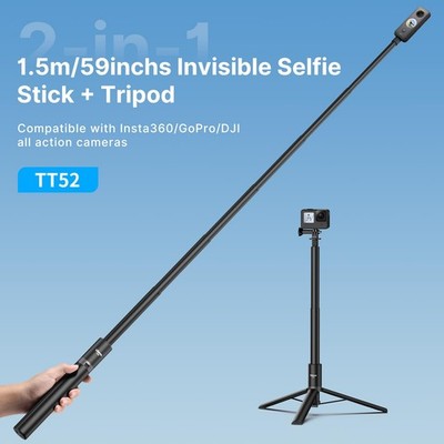59in Invisible Selfie Stick Tripod for Insta360 X5/X4/X3/ONE X2/GO