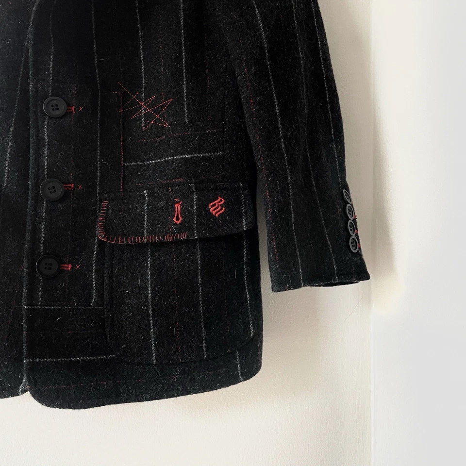 Blazer de lana vintage Rocawear puntada roja negra | niños talla 6 Foto 4 de 4