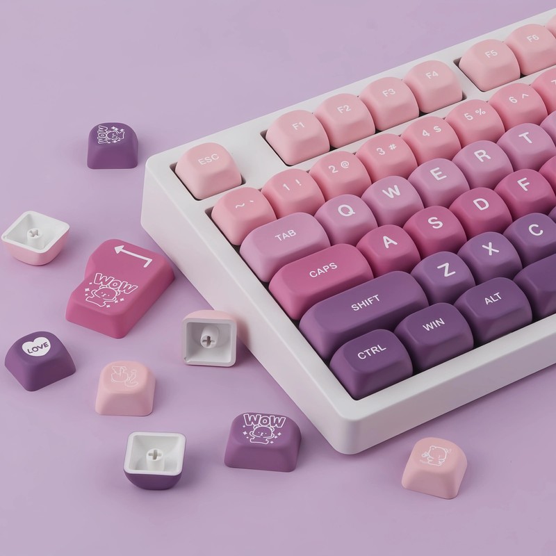 Purple Bear Keycaps MOA Profile 130 Keys PBT Dye Sub Keycap Set MX Switch