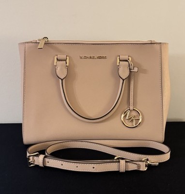 Michael Kors Kellen Satchel Blush Pink Saffiano Leather Crossbody Gold MK