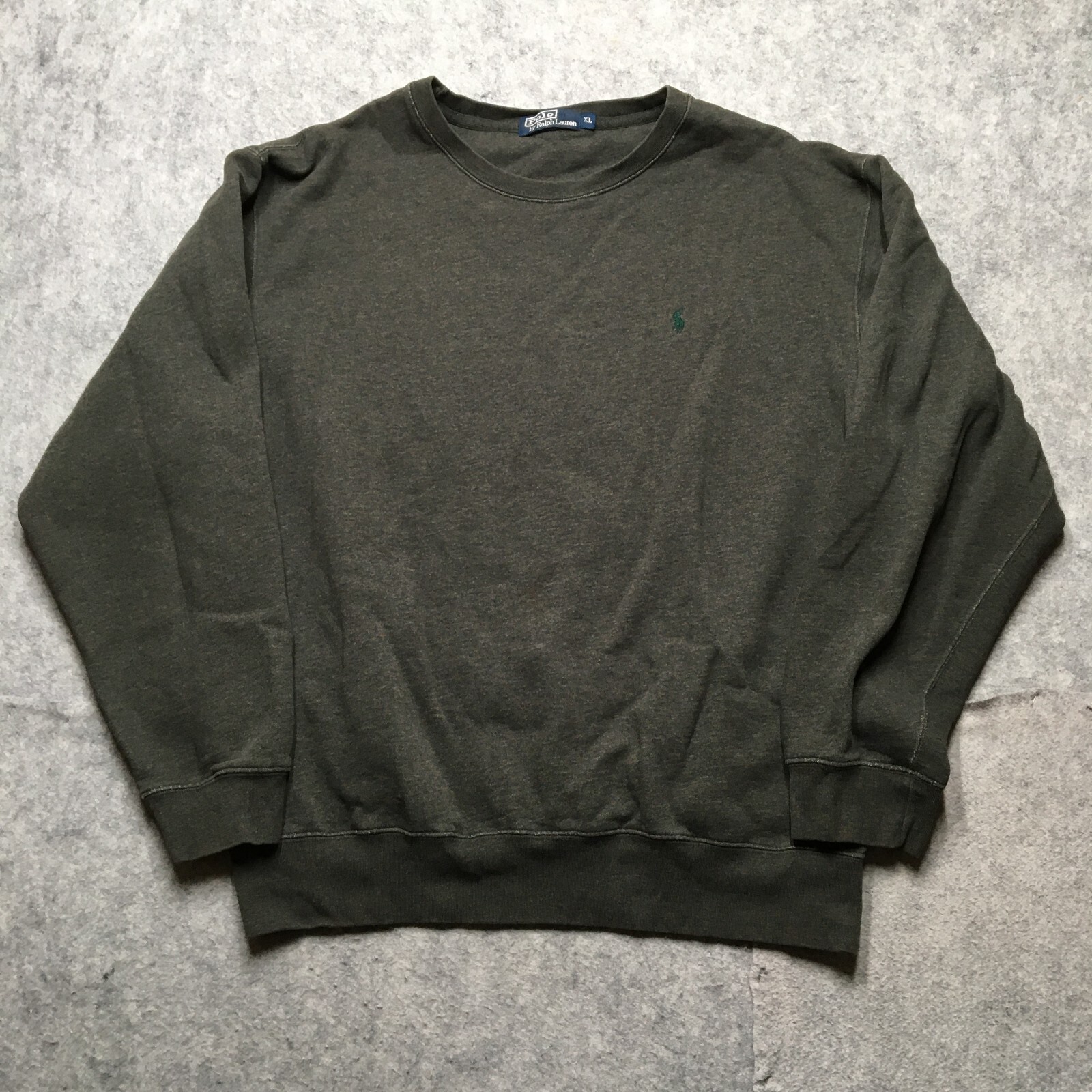 Polo Ralph Lauren Crew Felpa Uomo XL Grigio Pullover Pile Pony Logo Basic
