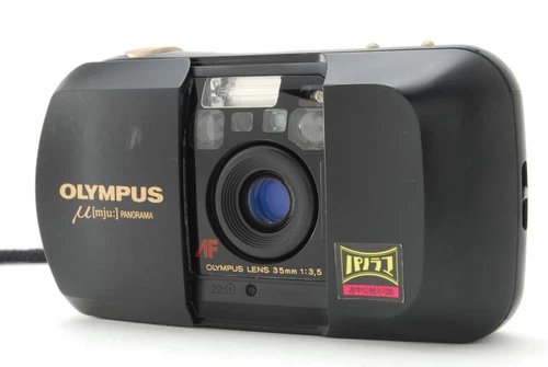 [Near MINT] Olympus μ mju Panorama Black 35mm Point & Shoot Camera From JAPAN