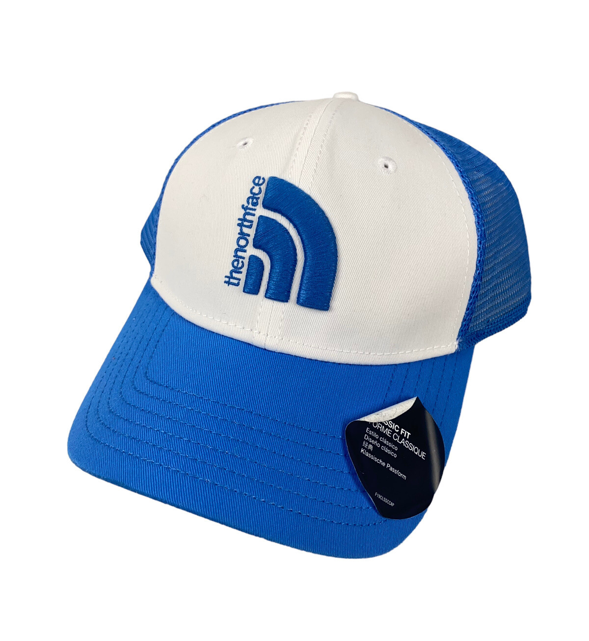 Новая кепка-бейсболка The North Face Mudder Trucker сине-белого цвета классического покроя