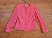 TA Travis Ayers Lightweight Womens Jacket Pink Grapefruit Color Button Up Sz 4