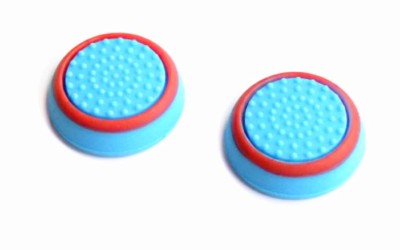 1 Paar PS4 Thumb Stick Gummi Kappen Controller Grips Caps Überzieher - BLAU-rot