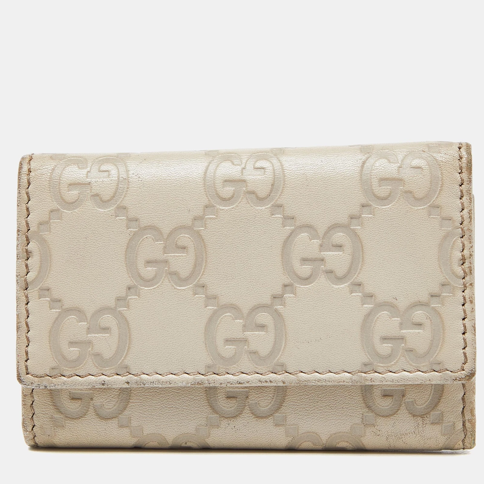 Porte clés nœud en cuir Gucci beige Guccissima 6