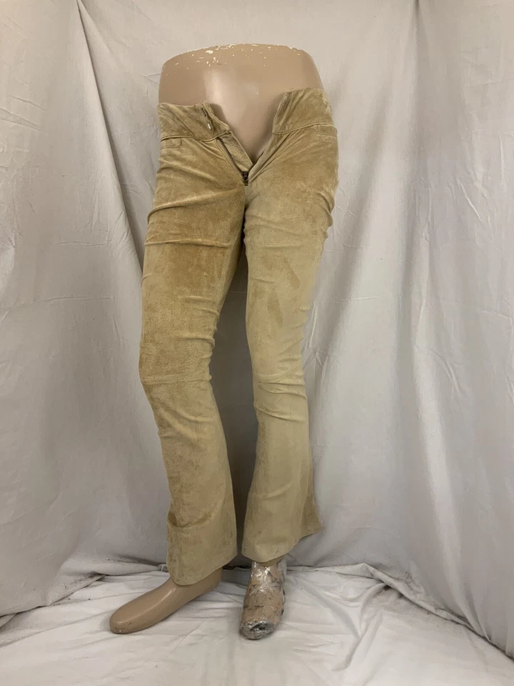 Calça Anonymous John Carlisle 2 marrom bootcut frente plana couro YGI W1-113 - Imagem 2 de 4