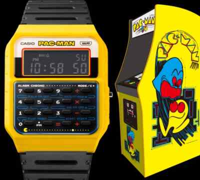 CASIO Vintage CA-53WPC-1B Rubber PAC-MAN Yellow Battery Watch | eBay
