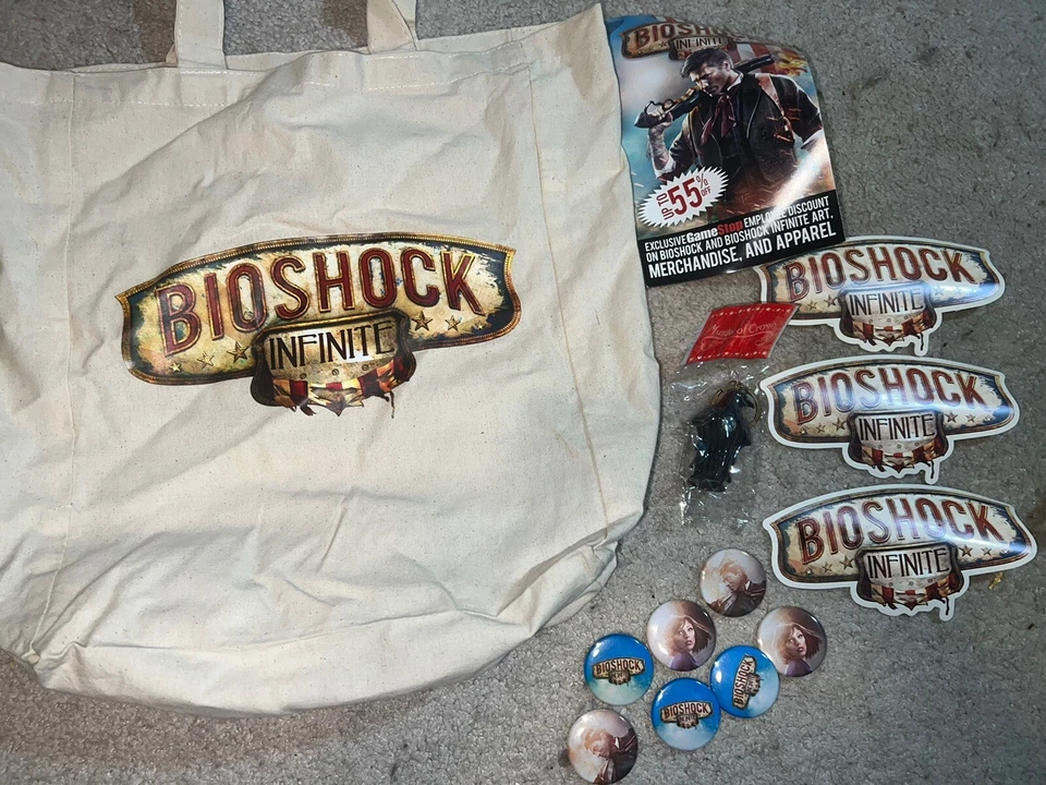 Bioshock Infinite Limited Edition Promotional Tote Bag Pins Sticker Vigor Bottle - Image 2 of 4