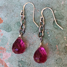 New Sterling Silver Tourmaline Rubellite tone earrings sundance artisan jewelry