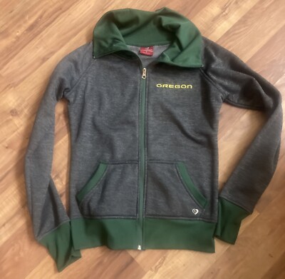 Oregon Ducks NCAA Women s Jacket Size Small Gray & Green In Excellent Condition!