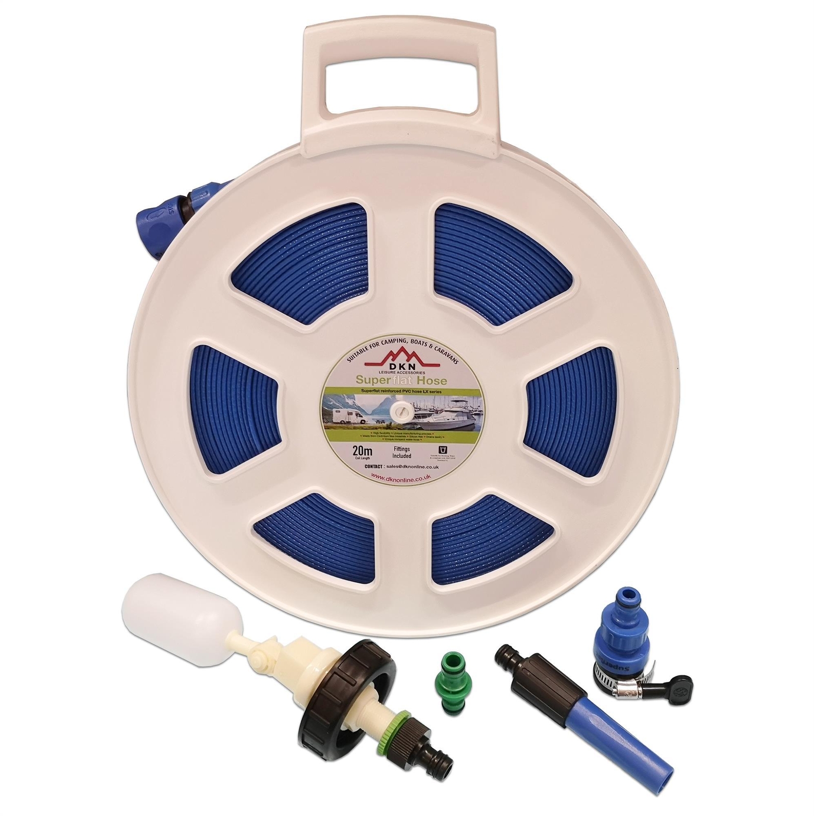 Aquaroll Mains Water Adaptor Kit with 20m Flat Hose on a Large Reel