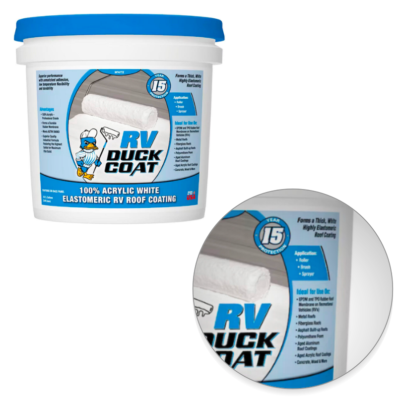 RV Duck Coat 100 Acrylic White Elastomeric RV Roof Coating 1 Gallon