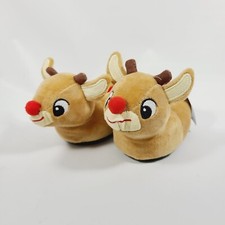 Rudolph The Red Nosed Reindeer Toddler Unisex Slippers Size 3 Warm Soft NWT