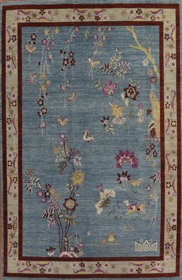Vegetable Dye Art Deco Chinese Large Rug Light Blue Wool Hand-made Carpet 10x14