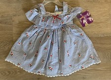  NWT Blueberi Boulevard Girl Size 24 Months Blue Striped Cotton Blend Sundress
