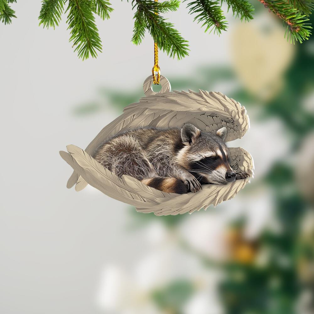 Raccoon Sleeping Angel Wings Car Ornament  Raccoon Christmas Ornament Gift