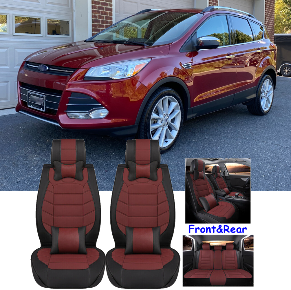 Car Seat Covers 5-Seater Front Rear Full Set Cushion Leather For Ford Escape SE