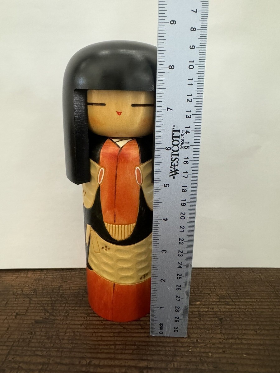 Japanese Wooden Kokeshi Doll by Kisaku 8.5 inch Signed | eBay