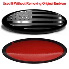 9" inch For Ford F150 F350 Front Grill Tailgate Emblem Black US Flag Oval Badge