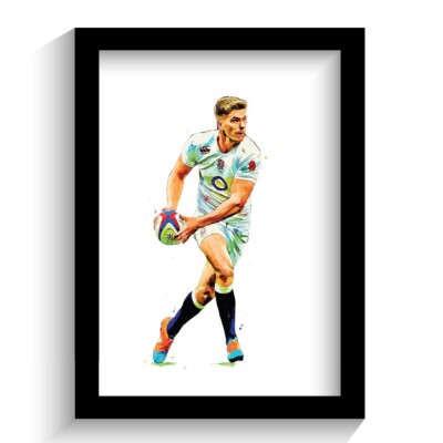 ENGLAND RUGBY | ENGLISCHE RUGBY UNION | OWEN FARRELL GERAHMTER KUNSTDRUCK.