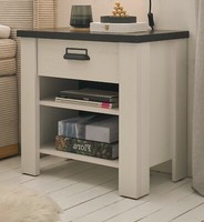 Nachttisch Nachtschrank Weiß Pinie Landhaus Boxspring Soft-Close 60X61 Cm Stove