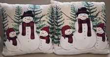 Christmas Snowman Throw Pillow Covers Square Winter Two Sides 16"x16" Set of 2