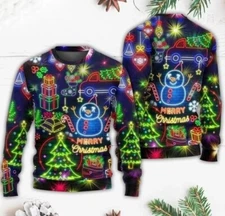 Neon Lighting Print Ugly Christmas Sweater, Christmas Sweater Size S-5XL