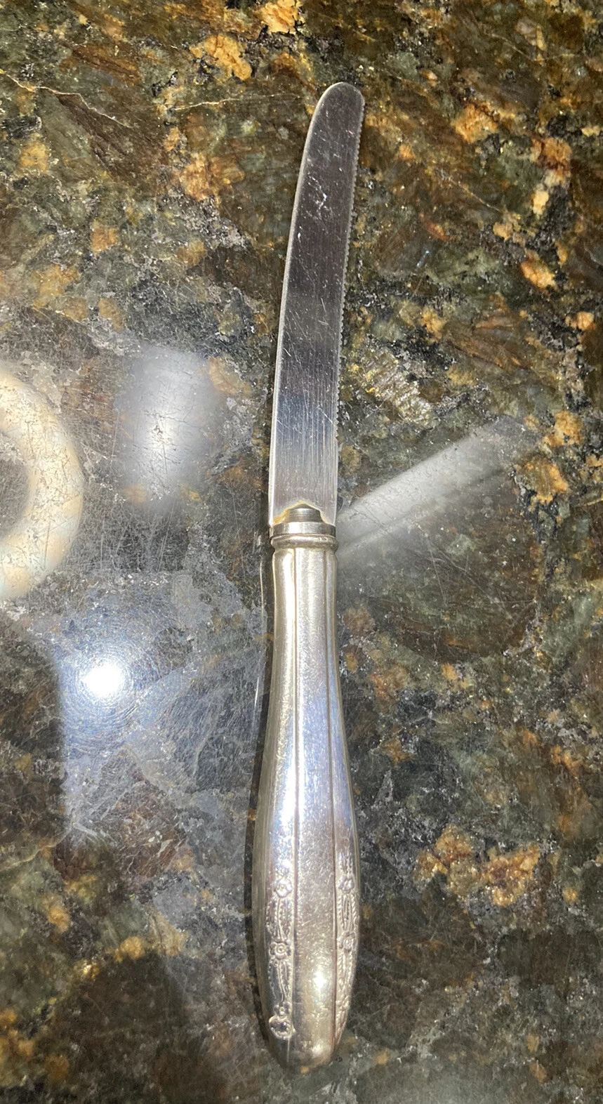 Vintage Citrus Knife 7.5” Sterling Silver Handle/Stainless Steel Serrated Blade