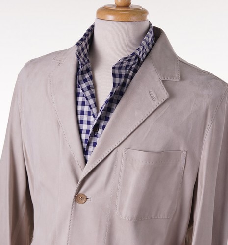 Kiton Napoli Natural Beige Lambskin Suede Leather Blazer Jacket L NWT - Picture 2 of 12