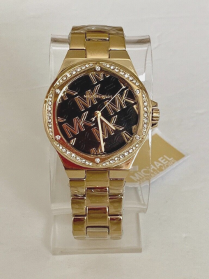 Brand New Michael Kors MK7404 Lennox Black Dial Gold Tone Women's
