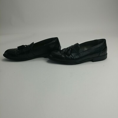 Stacy Adams Mens Black Genuine Snake Skin Loafers Slip On 