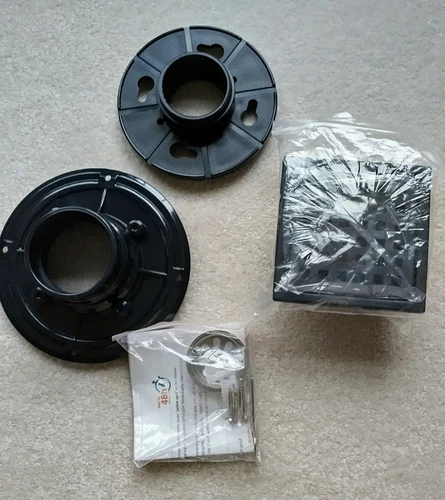 Square Shower Drain 4-3/8 Inch Matte Black, Stainless Steel Shower Floor Drai...