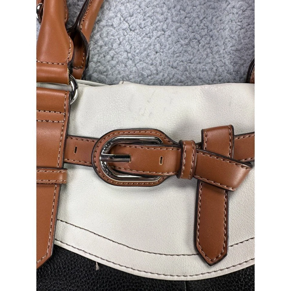Bolso Tignanello Mujer Negro Blanco Marrón Mano Hombro Cuero Hebilla Damas Foto 3 de 4