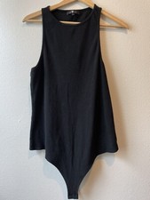 7 For All Mankind Black Sleeveless Cotton Blend Bodysuit XL