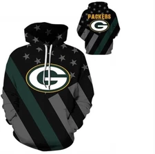 Green Bay Packers Large to 3X-Large Unisex Hoodie (Run Small Men's Size Up)