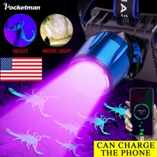 100000LM UV LED Purple Headlamp USB Charging ...
