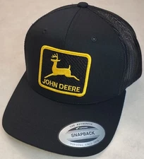 John Deere Patch Yupoong 6606 Classics Trucker Hat Snapback Black/Black