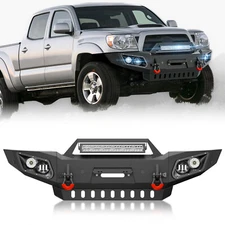 Front Bumper W/ Skid Plate&License Plate Bracket For 05-15 Toyota Tacoma 2nd Gen