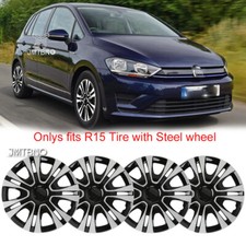 4 x 15" Wheel Covers Snap On Hub Caps fit R15 Tire & Steel Rim For VW Golf GTI