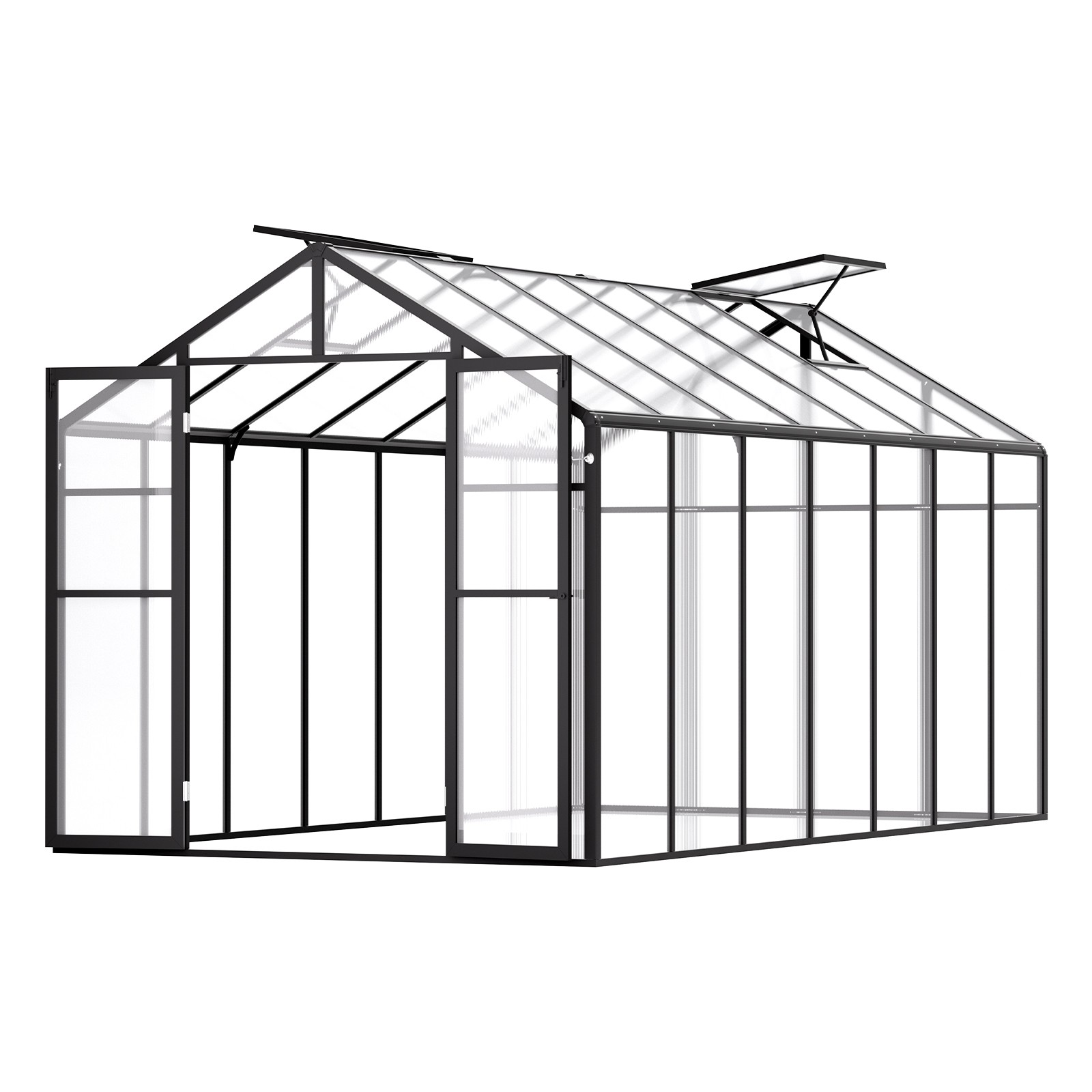 Polycarbonate Greenhouse Walk-in 8 x 14 Ft Heavy Duty Green House Outdoor Garden