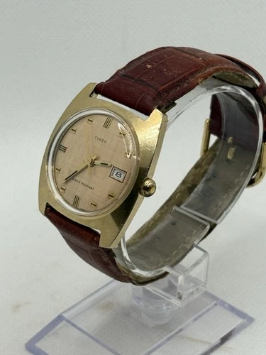 Timex Marlin, 1972, Men's, 23660, 2572, Date, Model 25, Runs Linen Dial