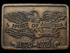 JE27133 VINTAGE 1976  SPIRIT OF AMERICA 1776-1976  BRASSTONE BELT BUCKLE