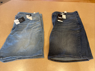 2x Lee Woman Plus Size Clothing Lot 22M 22 Bermuda Jean Shorts Mid Rise Stretch