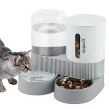 Gravity Cat Feeder and Water Dispenser - 2 in 1 Cat Food and Water Dispenser ...