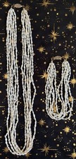 Vintage 6 Strand Freshwater Rice Pearl Necklace 18" Bracelet 8"