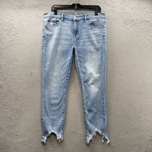 7 For All Mankind Roxanne Ankle Jeans Blue Denim Mid Rise Skinny Women’s Size 27 - Picture 1 of 19