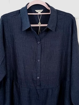 Max Studio Kleid dunkelblau strukturiertes Langarmshirt Gr. XL UK 20/22 NEU