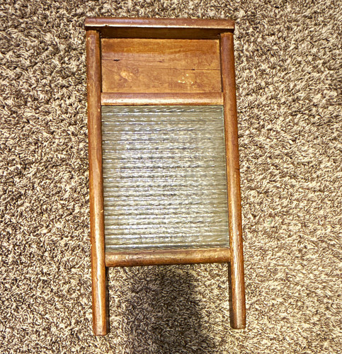 Vintage Glass Washboard 18" with wood Frame