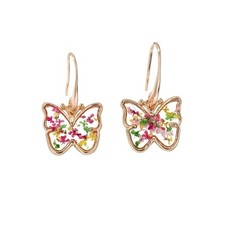 Colorful Butterfly Resin flower earrings Alloy Metal NWOT